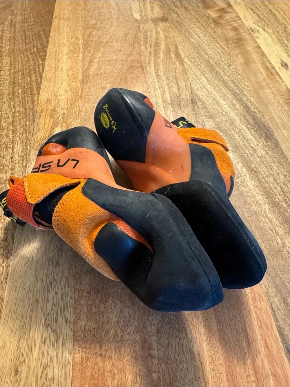 La Sportiva Orange and Black Python Climbing Shoes - like new
